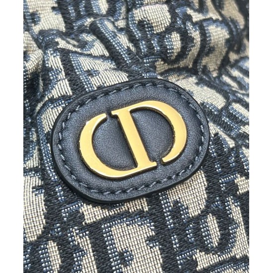 Replica Dior 30 Montaigne Mini Bucket Bag with Drawstring Dark Blue
