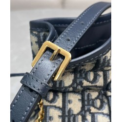 Replica Dior 30 Montaigne Mini Bucket Bag with Drawstring Dark Blue