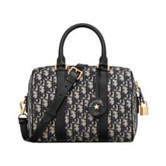 Fake Dior Groove 25 Bag Oblique jacquard Dark Blue Replica