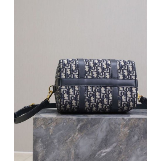 Fake Dior Groove 25 Bag Oblique jacquard Dark Blue Replica