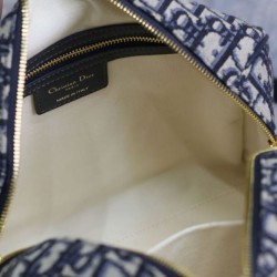 Fake Dior Groove 25 Bag Oblique jacquard Dark Blue Replica