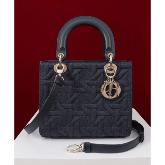 Replica Dior Medium Lady Dior Bag Dark Blue