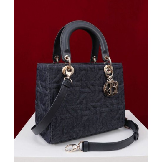 Replica Dior Medium Lady Dior Bag Dark Blue