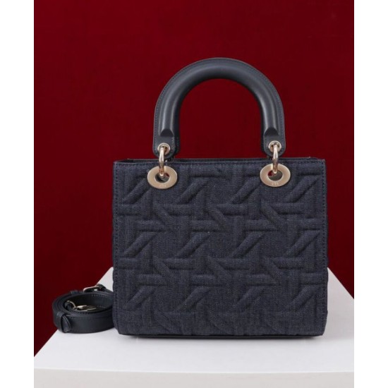Replica Dior Medium Lady Dior Bag Dark Blue
