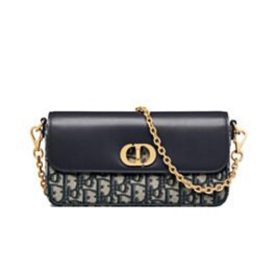 Replica Dior 30 Montaigne Avenue East-West Double Carry Mini Bag Dark Blue