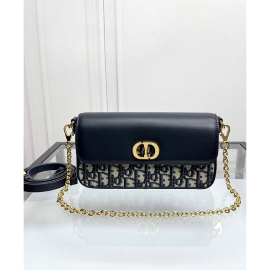 Replica Dior 30 Montaigne Avenue East-West Double Carry Mini Bag Dark Blue