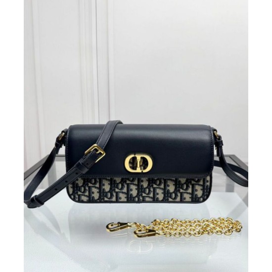 Replica Dior 30 Montaigne Avenue East-West Double Carry Mini Bag Dark Blue