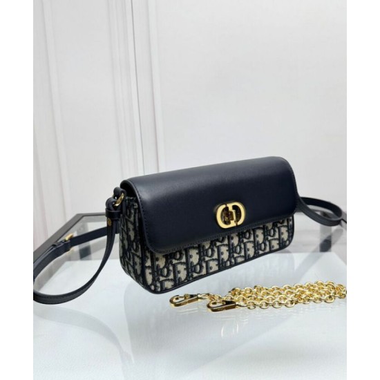 Replica Dior 30 Montaigne Avenue East-West Double Carry Mini Bag Dark Blue