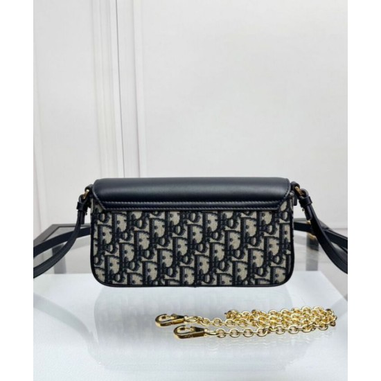 Replica Dior 30 Montaigne Avenue East-West Double Carry Mini Bag Dark Blue
