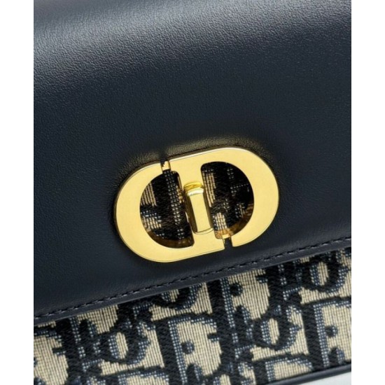 Replica Dior 30 Montaigne Avenue East-West Double Carry Mini Bag Dark Blue