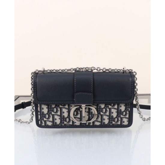 Replica Dior 30 Montaigne East-West Bag with Chain Dark Blue