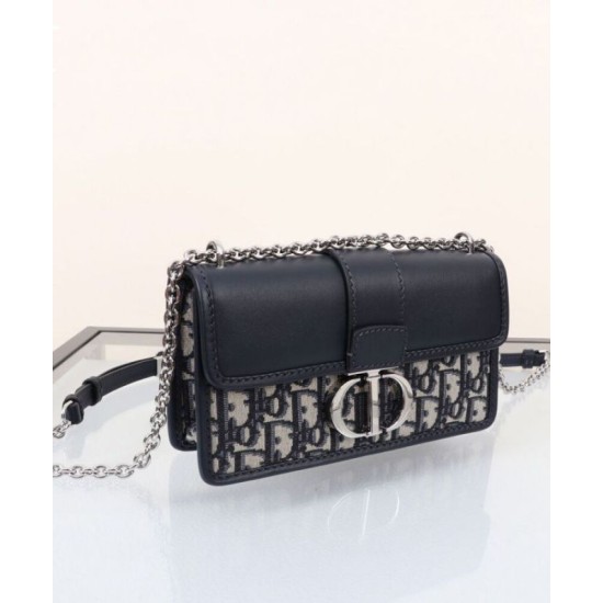 Replica Dior 30 Montaigne East-West Bag with Chain Dark Blue