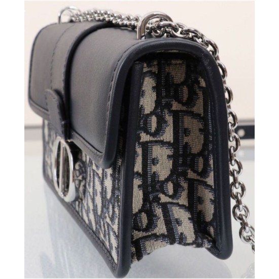 Replica Dior 30 Montaigne East-West Bag with Chain Dark Blue