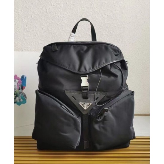 Replica Prada Hot-nylon and leather backpack Black