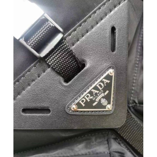 Replica Prada Hot-nylon and leather backpack Black