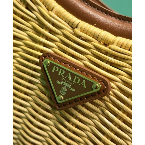 Replica Prada Wicker And Leather Prada Arque Bag 1BC202 Coffee