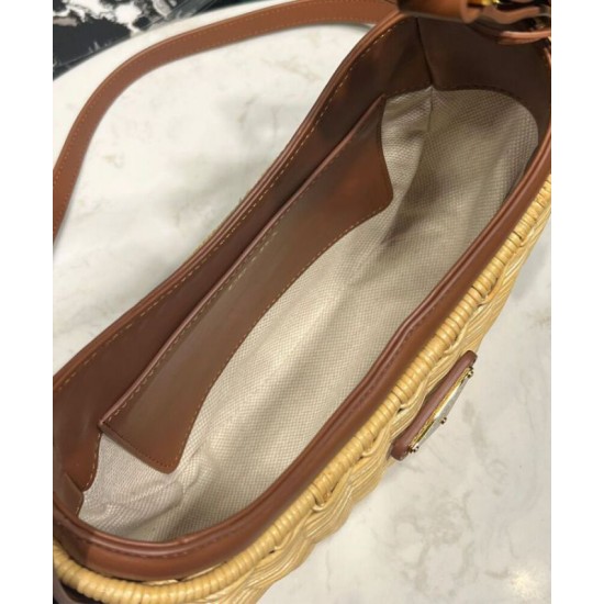 Replica Prada Wicker And Leather Prada Arque Bag 1BC202 Coffee