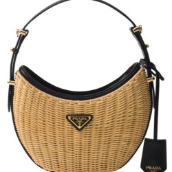 Replica Prada Wicker And Leather Prada Arque Bag 1BC202 Black