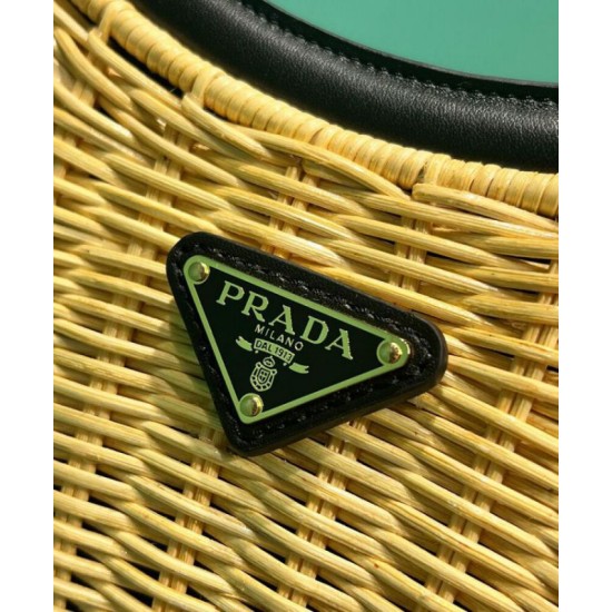 Replica Prada Wicker And Leather Prada Arque Bag 1BC202 Black