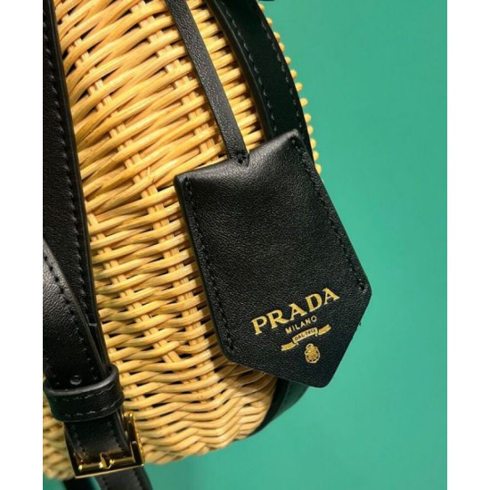 Replica Prada Wicker And Leather Prada Arque Bag 1BC202 Black