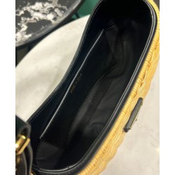 Replica Prada Wicker And Leather Prada Arque Bag 1BC202 Black