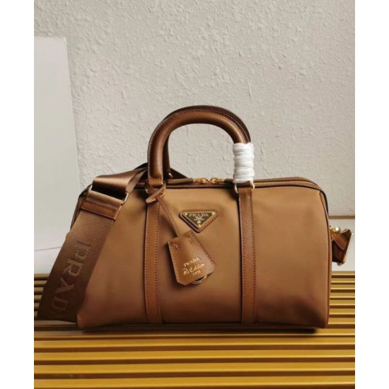 Fake Prada Fever-Edition recycled nylon and Safiano tote bag Coffee Replica