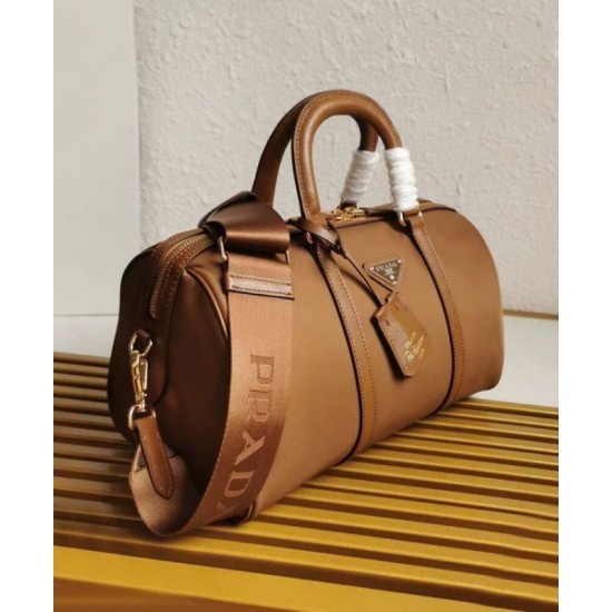 Fake Prada Fever-Edition recycled nylon and Safiano tote bag Coffee Replica