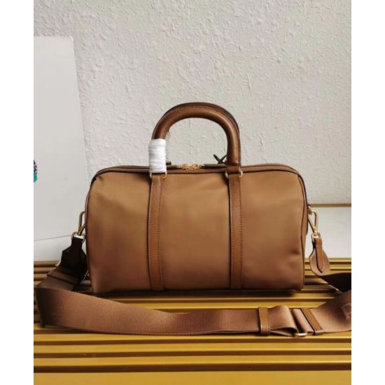 Fake Prada Fever-Edition recycled nylon and Safiano tote bag Coffee Replica