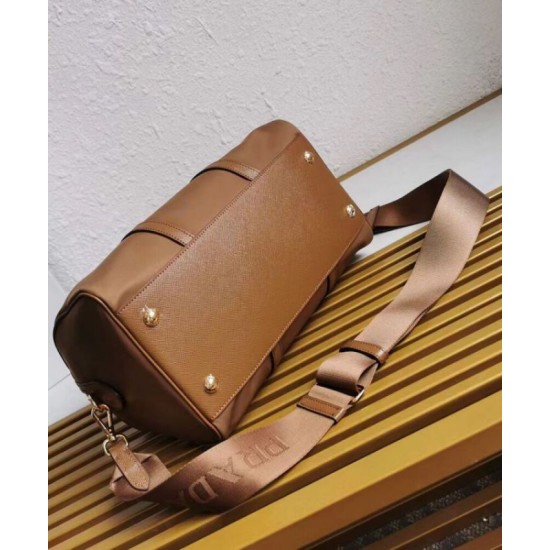 Fake Prada Fever-Edition recycled nylon and Safiano tote bag Coffee Replica