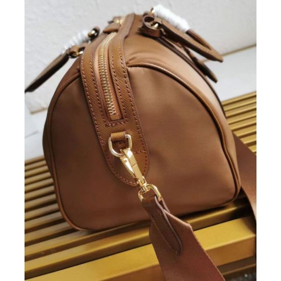 Fake Prada Fever-Edition recycled nylon and Safiano tote bag Coffee Replica