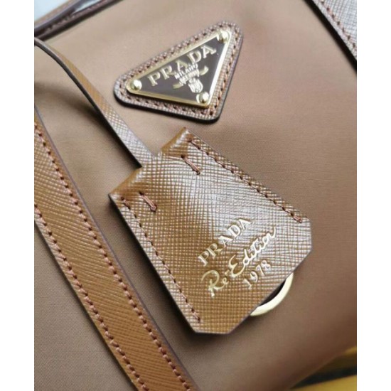 Fake Prada Fever-Edition recycled nylon and Safiano tote bag Coffee Replica