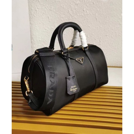 Replica Prada Fever-Edition recycled nylon and Safiano tote bag Black Fake Prada Fever-Edition recycled nylon and Safiano tote bag Black Replica