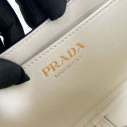 Replica Prada Small Shoulder Bag 1BD358 Cream Fake Prada Small Shoulder Bag 1BD358 Cream Replica