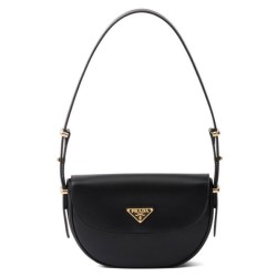 Replica Prada Arque Shoulder Bag With Flap 1BD365 Black