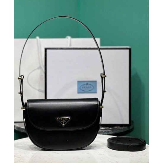 Replica Prada Arque Shoulder Bag With Flap 1BD365 Black