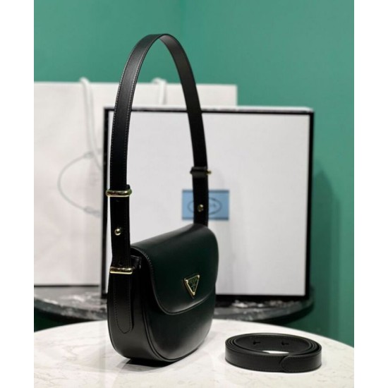 Replica Prada Arque Shoulder Bag With Flap 1BD365 Black