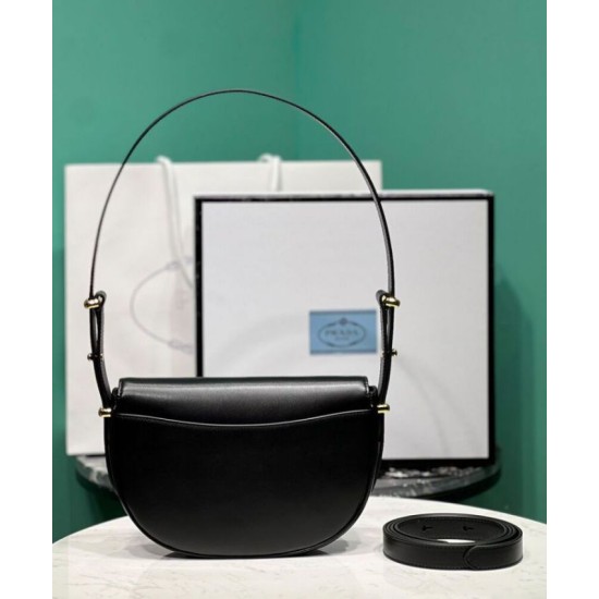 Replica Prada Arque Shoulder Bag With Flap 1BD365 Black