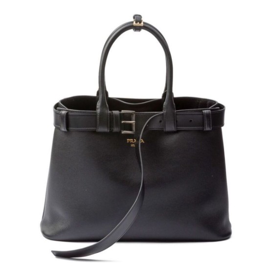 Replica Prada Buckle Large Handbag With Belt 1BA416 Black