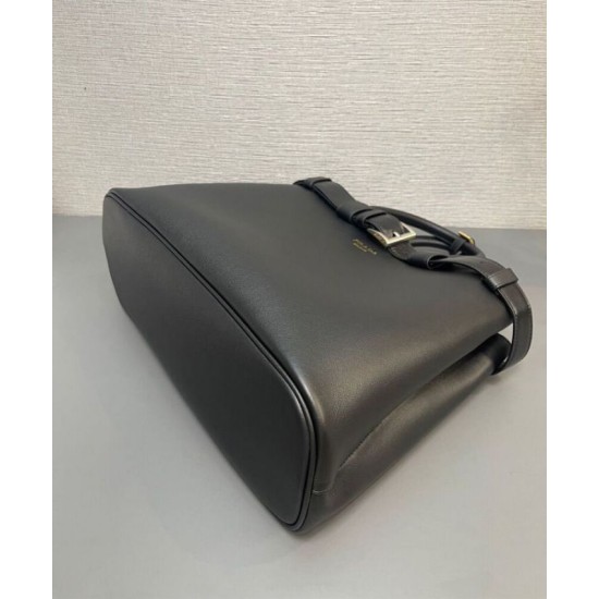 Replica Prada Buckle Large Handbag With Belt 1BA416 Black