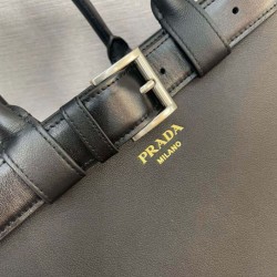 Replica Prada Buckle Large Handbag With Belt 1BA416 Black