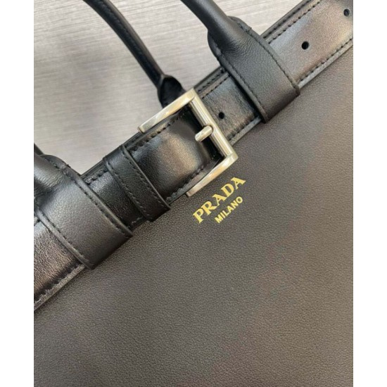 Replica Prada Buckle Large Handbag With Belt 1BA416 Black