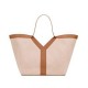 Fake YSL Saint Laurent Y Leather And Canvas Tote Bag Coffee Replica