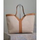 Fake YSL Saint Laurent Y Leather And Canvas Tote Bag Coffee Replica