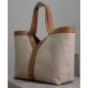 Fake YSL Saint Laurent Y Leather And Canvas Tote Bag Coffee Replica
