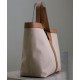 Fake YSL Saint Laurent Y Leather And Canvas Tote Bag Coffee Replica