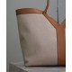 Fake YSL Saint Laurent Y Leather And Canvas Tote Bag Coffee Replica