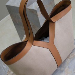 Replica YSL Saint Laurent Y Leather And Canvas Tote Bag Coffee Fake YSL Saint Laurent Y Leather And Canvas Tote Bag Coffee Replica