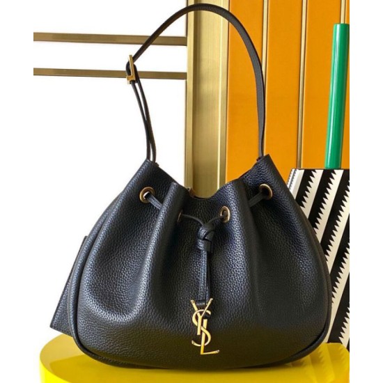 Replica YSL Saint Laurent Paris Vii Small Hobo Grained Black