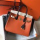 Replica Hermes Tri-Color Birkin 30cm Bag In Orange/White/Black Clemence Leather