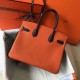 Replica Hermes Tri-Color Birkin 30cm Bag In Orange/White/Black Clemence Leather